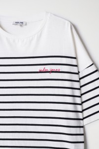 STRIPED T-SHIRT WITH SALSA LOGO