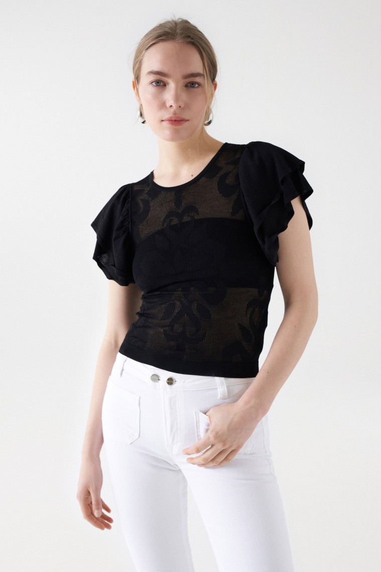 CAMISETA JACQUARD TRANSPARENTE