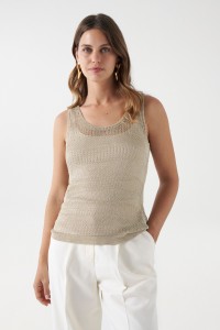 KNIT TOP IN METALLIC YARN