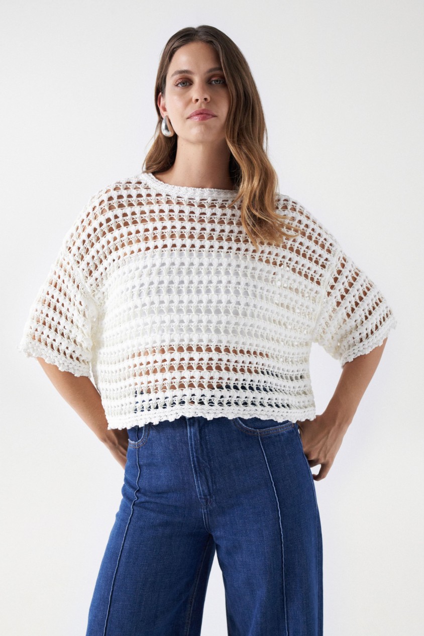 MACRAM STYLE KNITTED T-SHIRT