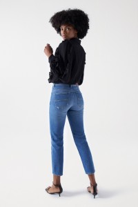 CROPPED SLIM FAITH PUSH IN JEANS WITH RIPS