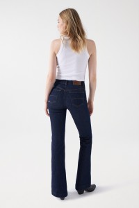 DESTINY PUSH UP-JEANS, FLARE-PASSFORM, MIT GOLDFARBENEM KNOPF