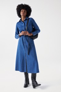 LONG LIGHTDENIM SHIRT DRESS