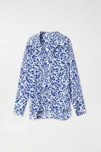 TWO-TONE PRINT BLOUSE