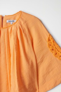 SMOCK TOP WITH EMBROIDERED DETAILS