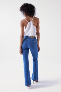 JEANS DESTINY PUSH UP FLARE COM PRESILHAS CRUZADAS