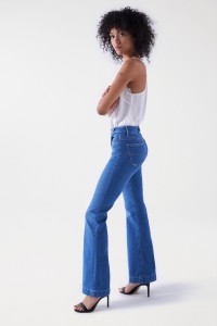 DESTINY PUSH UP FLARE JEANS WITH CROSSED BELT LOOPS