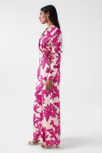 SATIN-FEEL FLORAL PRINT JUMPSUIT