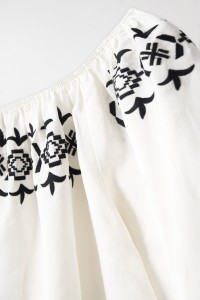 LINEN MIX BLOUSE WITH EMBROIDERY DETAIL