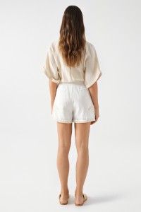 EMBROIDERED SHORTS WITH LINEN