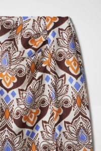 PRINT MIDI SKIRT WITH LINEN