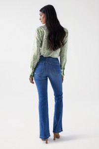 FAITH PUSH IN FLARE JEANS WITH HEM DETAIL