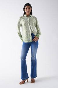 FAITH PUSH IN FLARE JEANS WITH HEM DETAIL