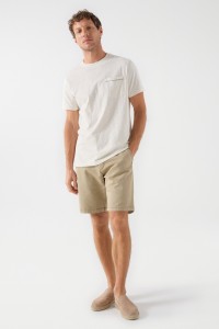 T-SHIRT WITH POCKET AND STRIPE DETAIL