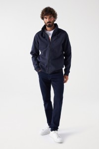 SWEATSHIRT WITH ZIP AND TECHNICAL FABRIC DETAILS