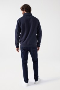 SWEATSHIRT WITH ZIP AND TECHNICAL FABRIC DETAILS