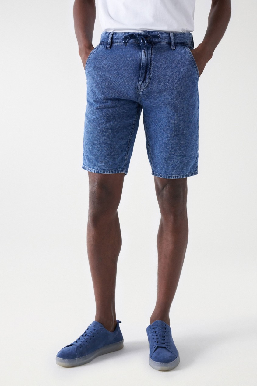 LINEN MIX TEXTURED SHORTS