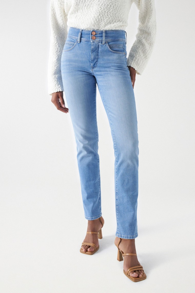 SECRET PUSH IN-JEANS, SLIM-PASSFORM, MIT GLANZEFFEKTEN