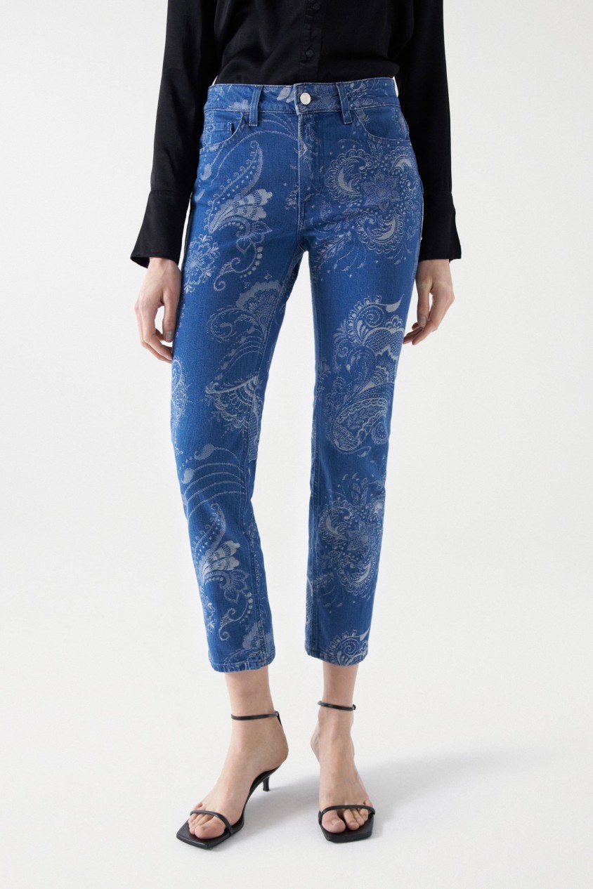 JACQUARD DESTINY PUSH UP-JEANS, CROPPED SLIM-PASSFORM