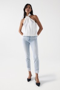 FAITH PUSH IN CROPPED SLIM JEANS WITH GLITTER