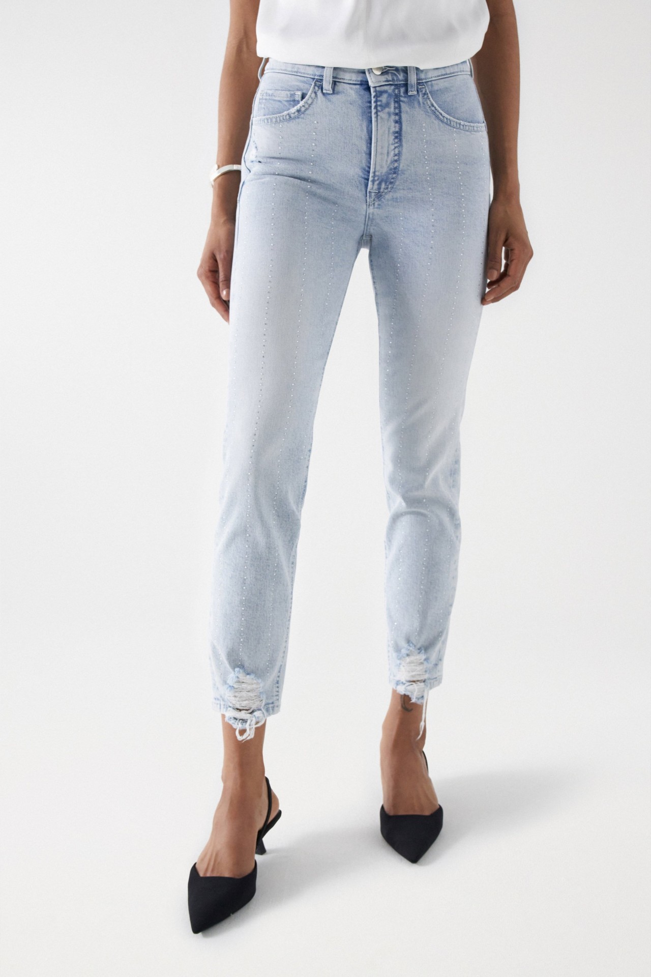 VAQUEROS FAITH PUSH IN CROPPED SLIM CON BRILLANTES