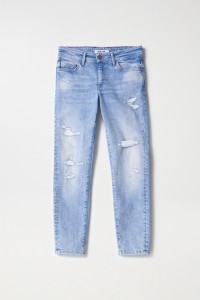 WONDER PUSH UP-JEANS, CROPPED SLIM-PASSFORM, IM DESTROYED-LOOK