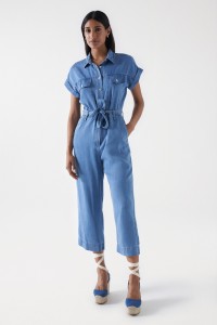 LIGHTDENIM CROPPED STRAIGHT LEG JUMPSUIT