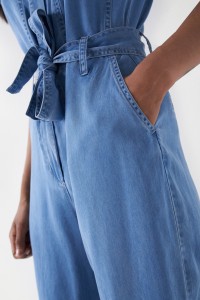 LIGHTDENIM CROPPED STRAIGHT LEG JUMPSUIT