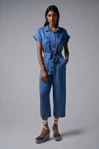 LIGHTDENIM CROPPED STRAIGHT LEG JUMPSUIT