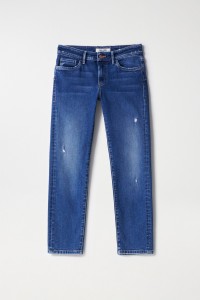 WONDER PUSH UP-JEANS, CROPPED SLIM-PASSFORM, MIT RISSEN