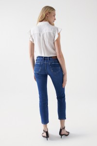 WONDER PUSH UP CROPPED SLIM JEANS WITH RIPS