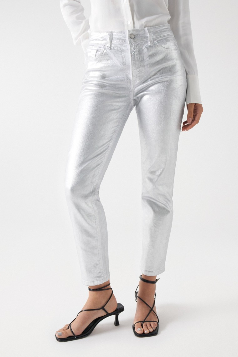 TRUE METALLIC EFFECT DENIM JEANS