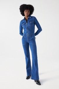 DESTINY PUSH UP FLARE DENIM JUMPSUIT