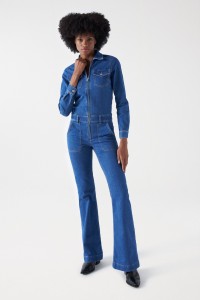 DESTINY PUSH UP FLARE DENIM JUMPSUIT