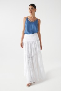 LONG SKIRT WITH BRODERIE ANGLAISE