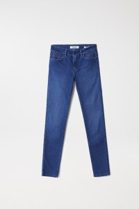 WONDER PUSH UP-JEANS, SKINNY-PASSFORM, MIT GLANZEFFEKT