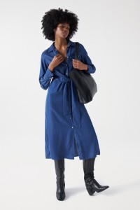 LONG LIGHTDENIM SHIRT DRESS