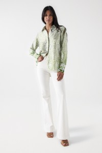 SATIN-FEEL SHIRT WITH FLORAL PRINT