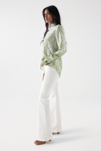 SATIN-FEEL SHIRT WITH FLORAL PRINT