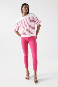 STRIPED T-SHIRT WITH SALSA LOGO