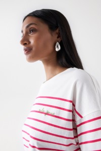 STRIPED T-SHIRT WITH SALSA LOGO