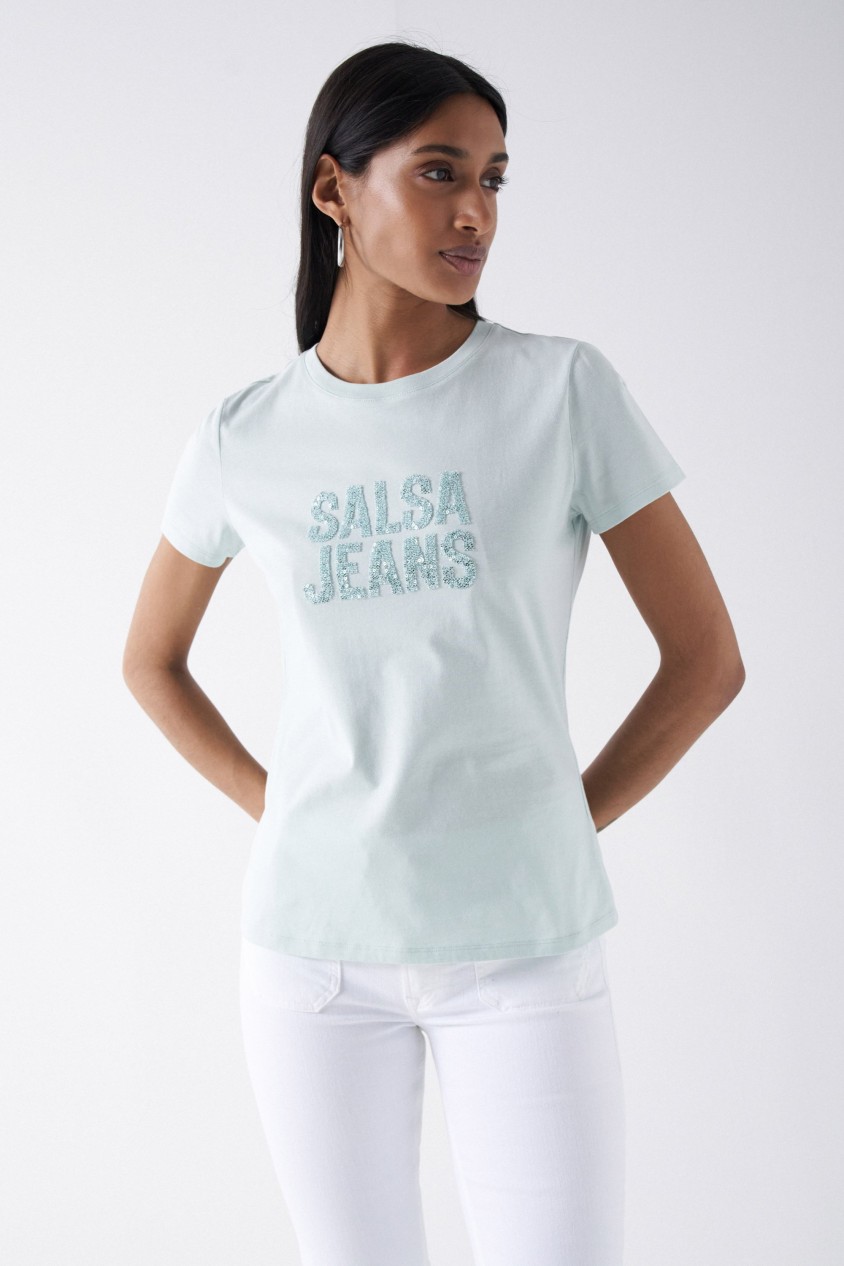 T-SHIRT AVEC LOGO SALSA ET PERLES