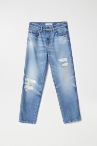 TRUE-JEANS, CROPPED SLIM-PASSFORM, MIT RISSEN