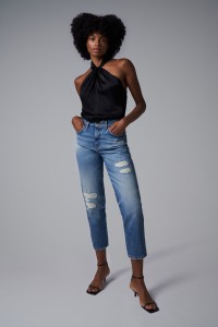 JEANS TRUE CROPPED SLIM COM RASGES