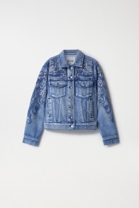 DENIM JACKET WITH GLITTERY APPLIQUS