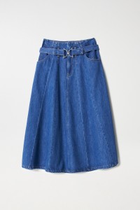 LIGHTDENIM FLARED MIDI SKIRT