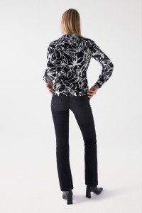 SATIN-FEEL BLOUSE WITH FLORAL PRINT