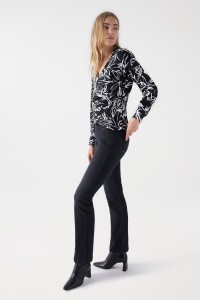 SATIN-FEEL BLOUSE WITH FLORAL PRINT