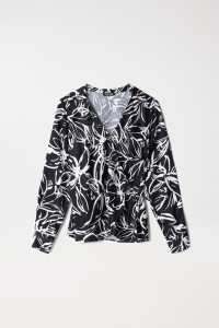 SATIN-FEEL BLOUSE WITH FLORAL PRINT