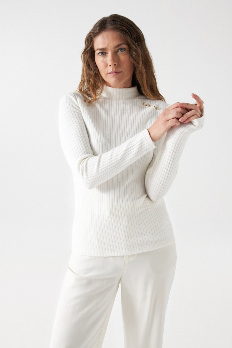 KNIT JUMPER WITH METALLIC APPLIQUS